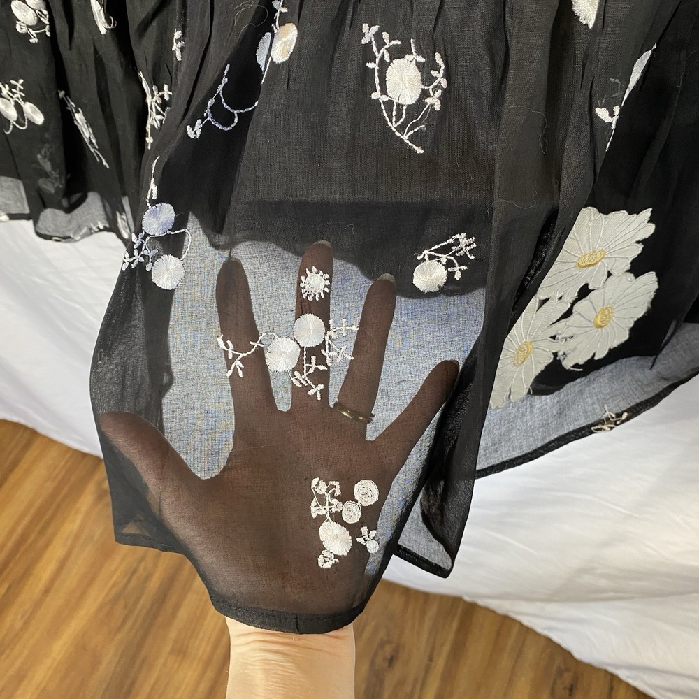 Persaman New York Womens Floral Embroidery Midi Skirt Size 12 Cotton Spring Chic - Picture 6 of 10